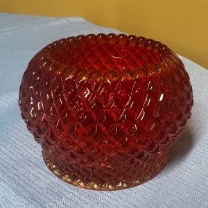 Westmoreland Amberina Ruby Red English Hobnail Glass Bowl or candle holder
